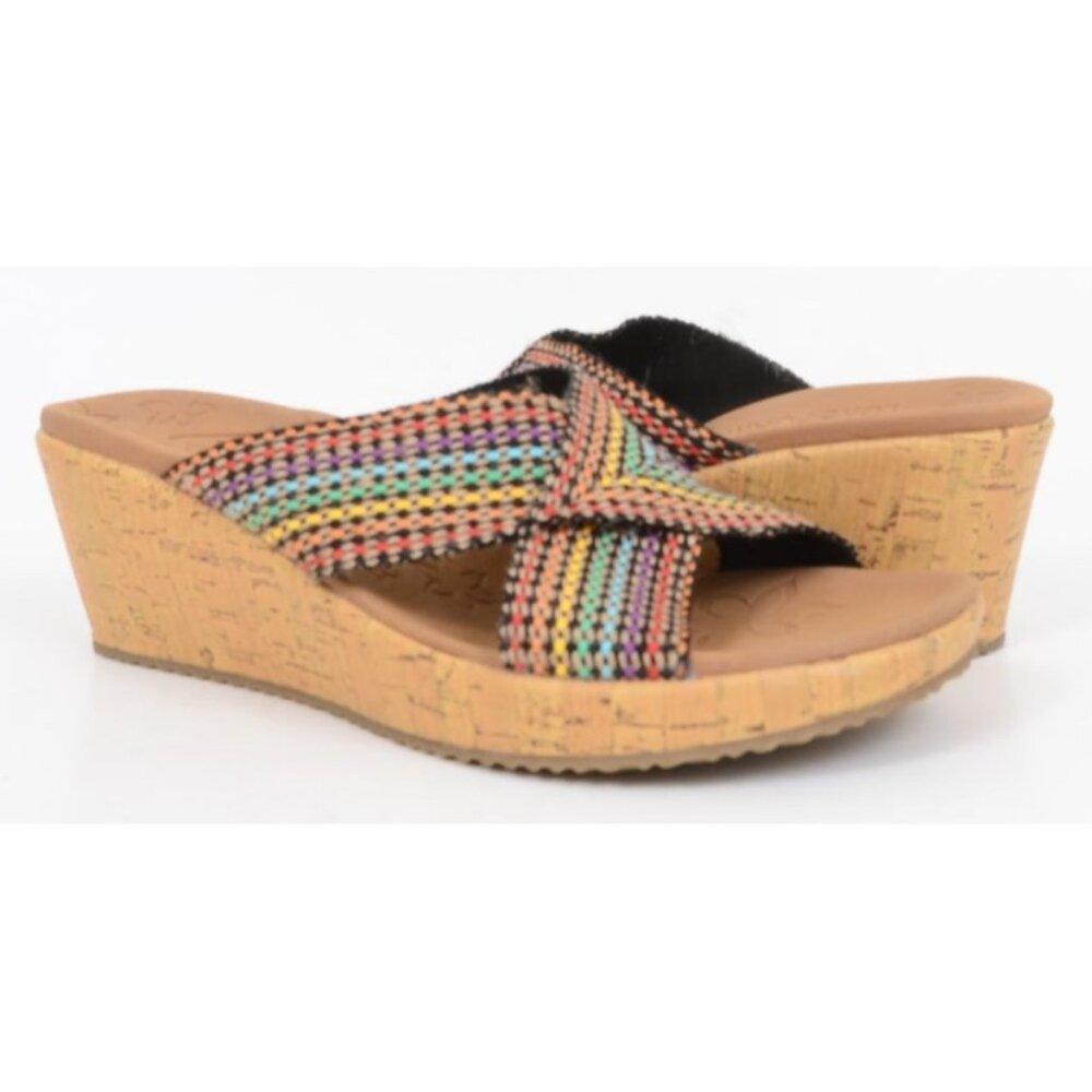 Skechers Beverlee -Delighted Women's 9.5 Luxe Foam Cushioned Wedge Sandal Shoes